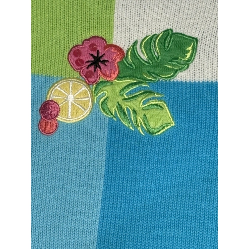 Vintage Breckenridge Woman Sweater 2X Tropical Patchwork Ramie Knit Cardigan - Picture 7 of 11